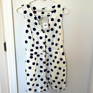 NWT BODEN Navy Ivory Polkda Dot Romper